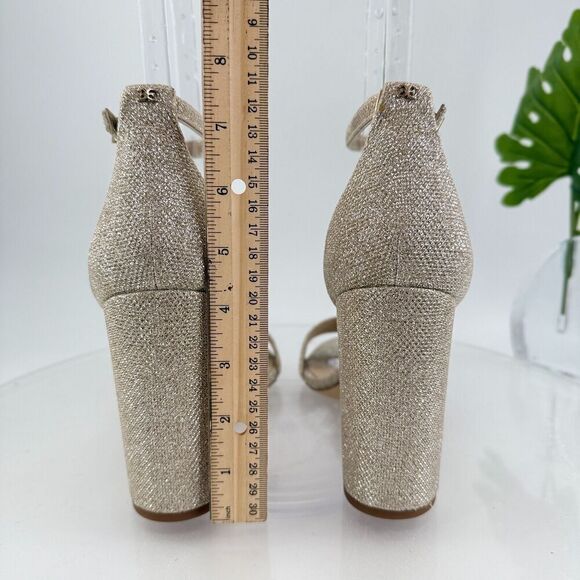 Sam Edelman Womens Yaro Sandals Ankle Strap Block Heel Gold Shimmer Size 10 Prom - Picture 8 of 16
